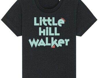 Little Hill Walker Baby T-Shirt Organic Hiking Baby Tee Black Toddler Camping Shirt Sustainable Trekking Top Eco Walking Baby Gift