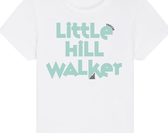 Little Hill Walker Baby T-Shirt Organic Hiking Baby Tee White Toddler Camping Shirt Sustainable Trekking Top Eco Walking Baby Gift