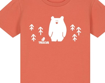 TreeCub Kids T-Shirt Organic Bear Kids Tee Matching Birthday Shirt Toddler Nature Shirt Woodland Animal Forest Top Eco Kids Sustainable Gift