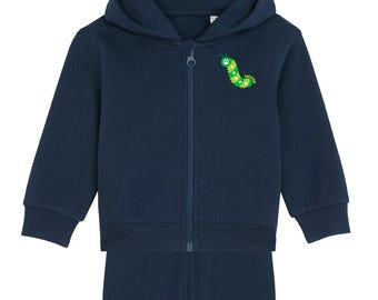 Caterpillar Baby Zip Hoodie Pants Set Organic Baby Sweatshirt Bug Toddler Jumper Nature Lover Baby Sweater Baby Set Sustainable Baby Gift