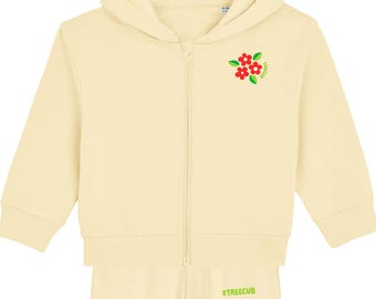 Flower Baby Zip Hoodie Pants Set Organic Baby Sweatshirt Spring Toddler Jumper Nature Lover Baby Sweater Baby Set Sustainable Baby Gift