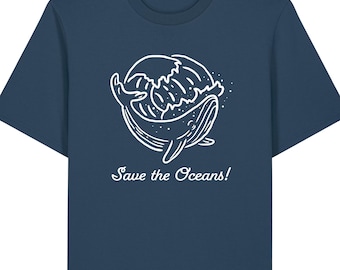 Save The Oceans T-Shirt Organic Sea Tee Wildlife Shirt Sustainable Nature Top Eco Ocean Lover Gift Matching Set With Baby And Kids T-shirt