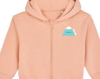 Cute Mountain Baby Zip Hoodie Organic Baby Sweatshirt Climbing Toddler Jumper Nature Baby Sweater Sustainable Adventure Baby Top Eco Gift