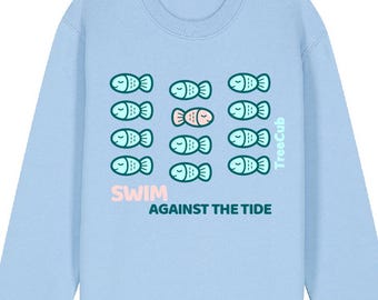 Cute Fish Kids Sweater Organic Kids Swimming Sweatshirt Ocean Lover Childrens Jumper Sea Lover Kids Beach Kids Sustainable Top Eco Kids Gift