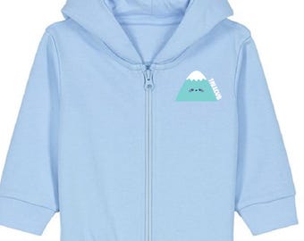 Cute Mountain Baby Zip Hoodie Organic Baby Sweatshirt Climbing Toddler Jumper Nature Baby Sweater Sustainable Adventure Baby Top Eco Gift