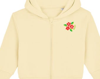 Flower Baby Zip Hoodie Organic Baby Sweatshirt Spring Toddler Jumper Nature Lover Baby Sweater Baby Sustainable Top Eco Baby Gift