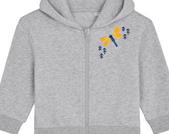 Dragonfly Baby Zip Hoodie Organic Baby Sweatshirt Forest Toddler Jumper Nature Lover Baby Sweater Sustainable Woodland Top Eco Baby Gift
