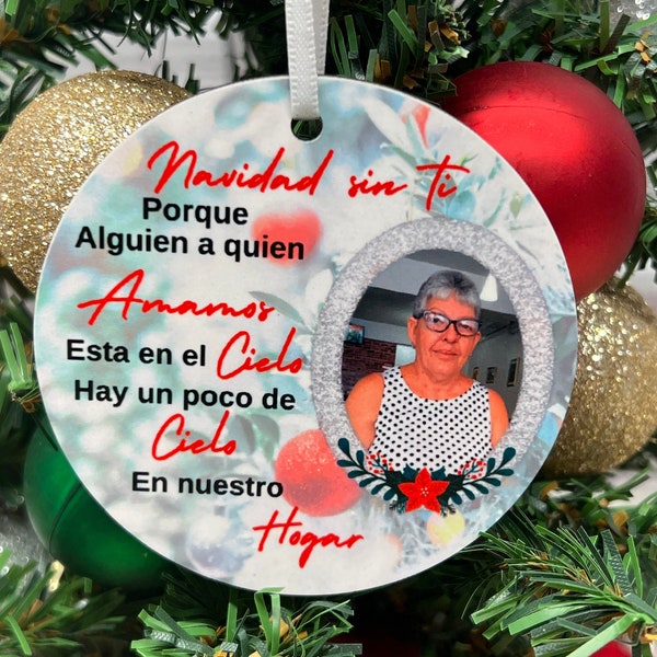 Adornos navideños españoles personalizados, adornos con fotos, adornos de condolencias, adornos para árboles de Navidad, regalos de condolencias navideños