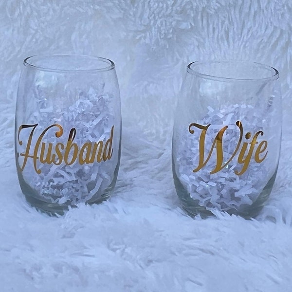 Husband and Wife Wedding Glass Etsy
