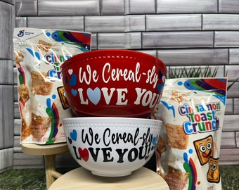 Melamine bowl, personalized cereal bowls, I Cerealsly love you, romantic gifts, kids gifts, valentines gifts, custom cereal bowl, funny gift