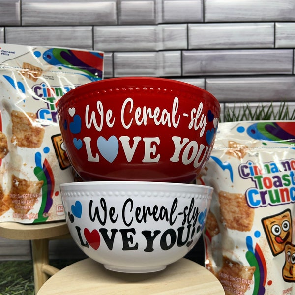 Melamine bowl, personalized cereal bowls, I Cerealsly love you, romantic gifts, kids gifts, valentines gifts, custom cereal bowl, funny gift