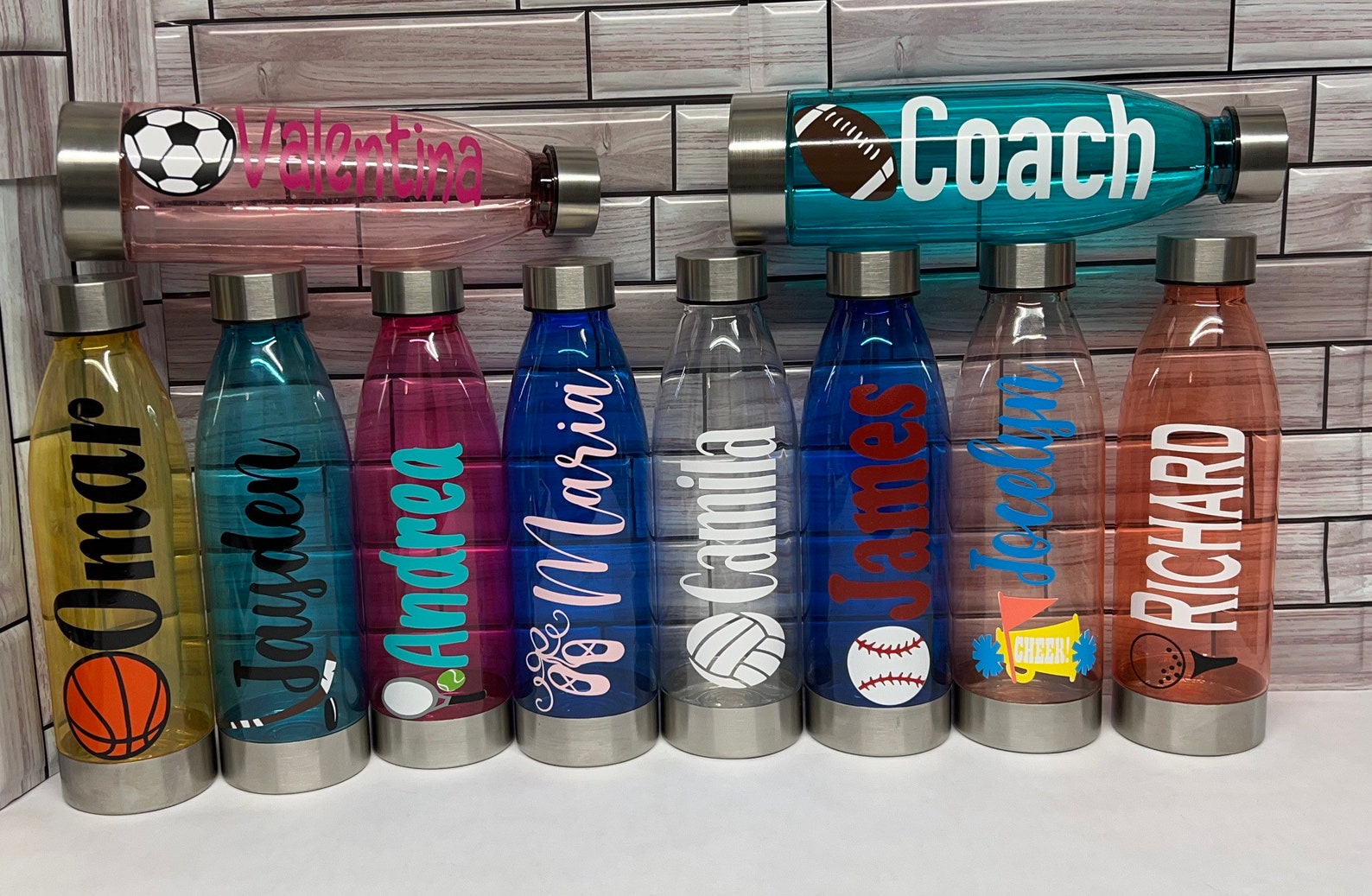 Sports Water Bottle Team Water Bottles Personalized Water Etsy