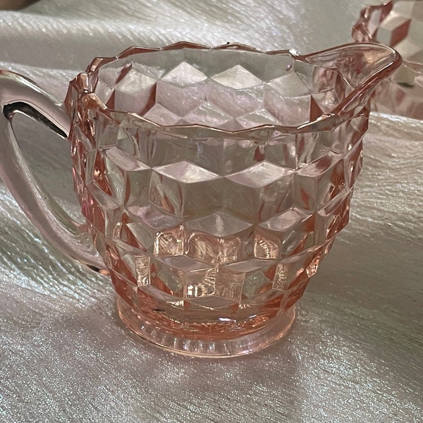 Pink Jeannette Depression Glass Sugar Bowl and Creamer