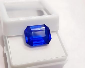 AAA+ 10.10 Ct Natural Blue Sapphire Loose Gemstone from Sri Lanka, Emerald Shape Perfect for Crafting Rings or Jewelry, Gifts For Her