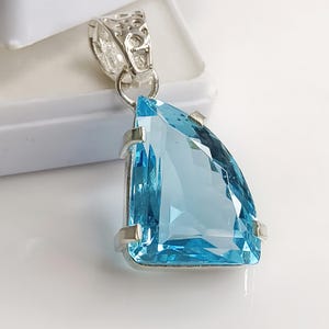 34.45 Ct Natural Aquamarine Pendant Necklace, Fancy Cut Blue Gemstone in 925 Silver, Luxury Women’s Jewelry, March Birthstone Gift for Her