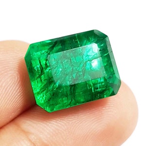 10.10 Ct Natural Colombia Green Emerald Loose Gemstone For Ring Use Or Wedding Purpose Emerald Cut  Loose Gemstone, Halloween gift