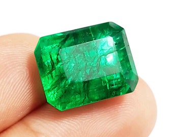 10.10 Ct Natural Colombia Green Emerald Loose Gemstone For Ring Use Or Wedding Purpose Emerald Cut  Loose Gemstone, Halloween gift