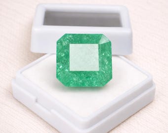 Émeraude verte naturelle de 11,20 carats, pierre précieuse lâche coupée carrée, fabrication de bijoux, pierre de naissance de mai, cadeau d'anniversaire