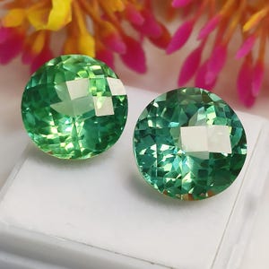 Paire de grandidiérite bleu verdâtre de 27 carats : pierres précieuses rondes en vrac