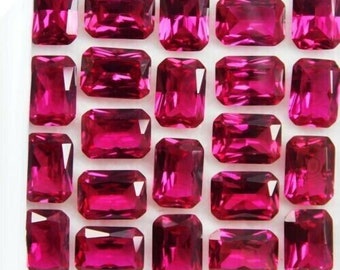 Rubino rosso del Mozambico AAA Taglio di pietre preziose sfuse, Pietra di rubino sciolto Forma di smeraldo di alta qualità 7x5 mm Strumento per la creazione di gioielli e anello 20 Pace