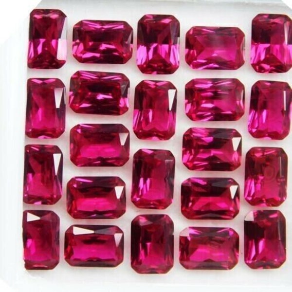 Rojo Rubí Mozambique AAA Corte de piedra preciosa suelta, Piedra de rubí suelta Forma esmeralda de alta calidad 7x5 mm Herramienta de fabricación de joyas y anillo 20 Paz