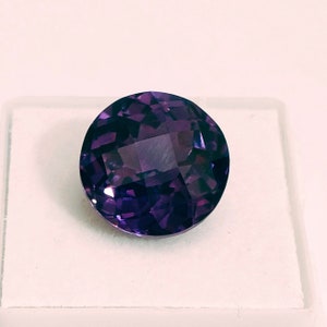 13.50 Ct Natural Alexandrite Round Checker Cut Facet Color Changing Alexandrite Loose Alexandrite Stone Ring Size Alexandrite Pendant Size