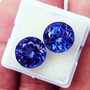 blue Tanzanite 10 carats Pair natural AAA Loose gemstone origin Tanzania , loose Round Tanzanite stone for ring , Round cut blue tanzanite image 1