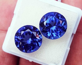 blue Tanzanite 10 carats Pair natural AAA+ Loose gemstone origin Tanzania , loose Round Tanzanite stone for ring , Round cut blue tanzanite