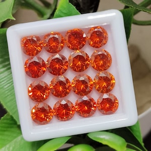 24 Ct Natural Orange Zircon Gemstone Lot, 16 Pcs Round Cut 5x5 MM Loose Stones | Ceylon Zircon | Jewelry Making