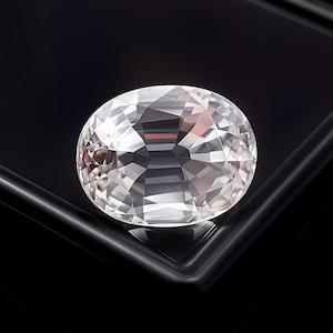 9,80 karat naturlig vit safir, oval fasetterad ädelsten från Sri Lanka