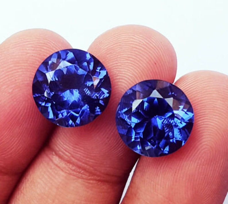 blue Tanzanite 10 carats Pair natural AAA Loose gemstone origin Tanzania , loose Round Tanzanite stone for ring , Round cut blue tanzanite image 2