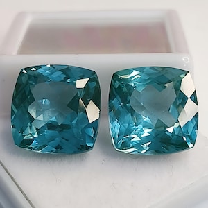 20 Ct Bluish Green Grandidierite Cushion Cut Gemstone Pair