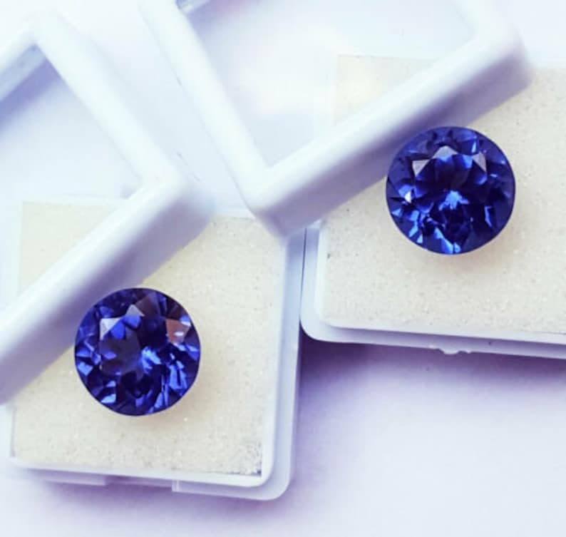 blue Tanzanite 10 carats Pair natural AAA Loose gemstone origin Tanzania , loose Round Tanzanite stone for ring , Round cut blue tanzanite image 7