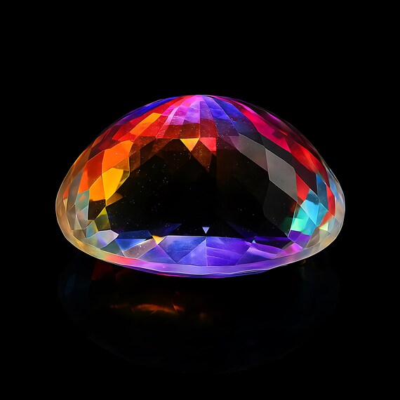 Cabochon Ovale En Topaze Mystique Arc-en-ciel Naturel - 18,60 Carats - Qualité Excellente - Neuf