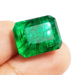 10.10 Ct Green Emerald Cut Loose Gemstone | Natural Colombia Emerald for Ring Making | Fine Jewelry Stone | Wedding Anniversary Gift for Her