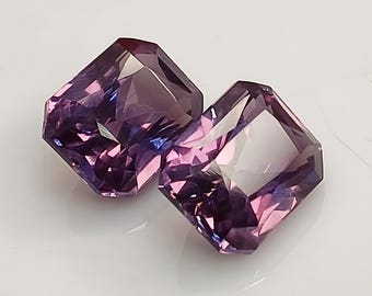 16 Ct Natural Alexandrite Pair: Emerald Cut Loose Gemstones