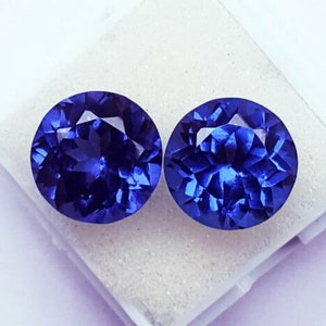 blue Tanzanite 10 carats Pair natural AAA Loose gemstone origin Tanzania , loose Round Tanzanite stone for ring , Round cut blue tanzanite image 3