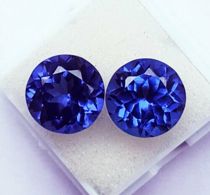 blue Tanzanite 10 carats Pair natural AAA Loose gemstone origin Tanzania , loose Round Tanzanite stone for ring , Round cut blue tanzanite image 3