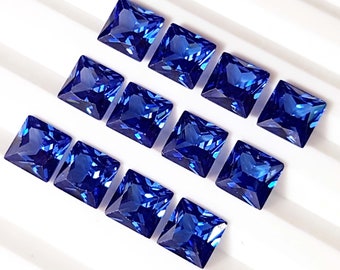 Saphir bleu naturel de 5 mm, taille carrée, lot de 12 pierres précieuses en vrac à facettes calibrées de 20,80 carats