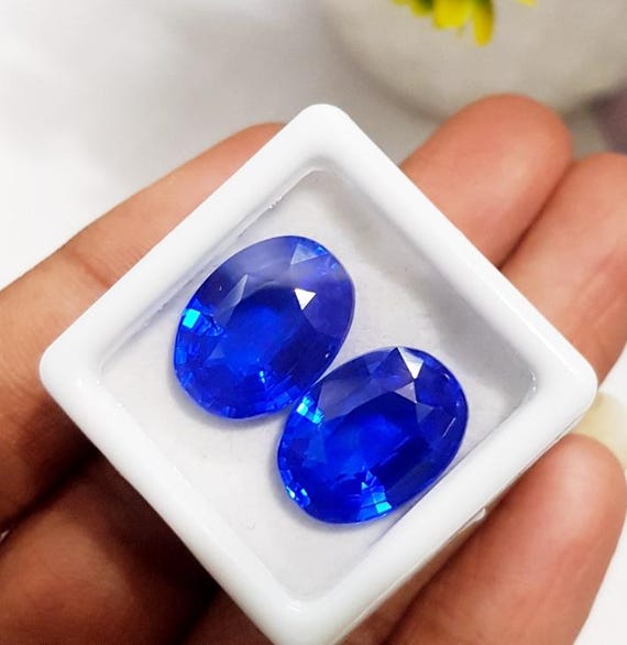 A 18 to 20 Carat Natural BLUE Sapphire Sri Lanka Loose Gemstone Oval Shape Natural Blue Sapphire Pair Loose Gemstone Blue Sapphire Ring Etsy