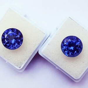 blue Tanzanite 10 carats Pair natural AAA Loose gemstone origin Tanzania , loose Round Tanzanite stone for ring , Round cut blue tanzanite image 6