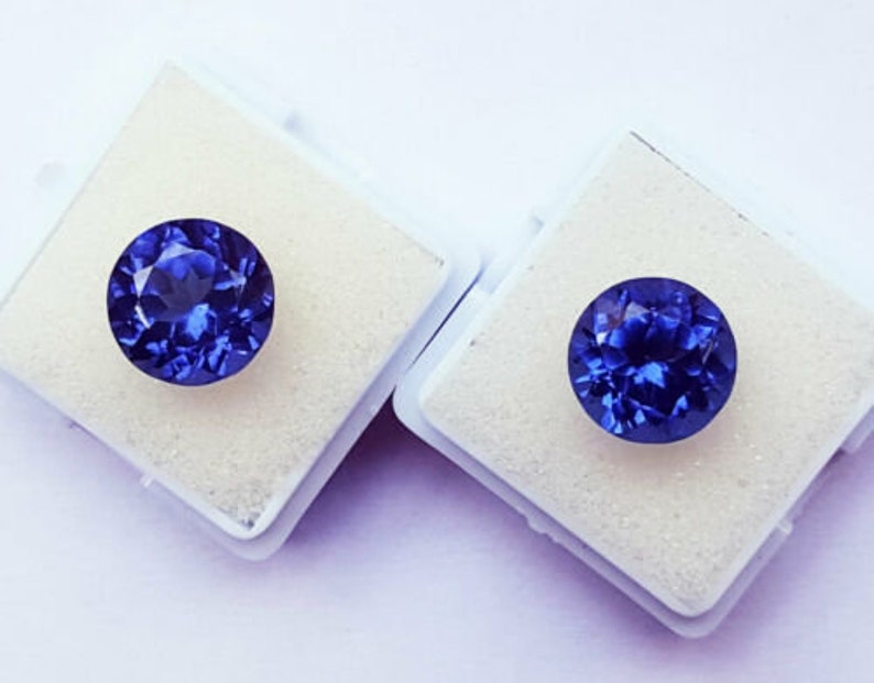 blue Tanzanite 10 carats Pair natural AAA Loose gemstone origin Tanzania , loose Round Tanzanite stone for ring , Round cut blue tanzanite image 6