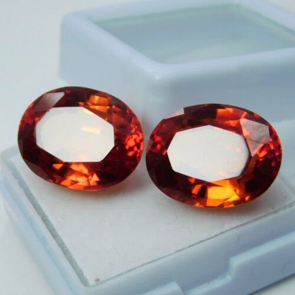 Saphir orange naturel, 16 carats, pierres précieuses en vrac, saphir orange, forme ovale, taille de bague, fabrication de bijoux, cadeaux de fête des pères, paire de pierres précieuses en vrac