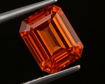 10 Ct Natural Orange Sapphire: Emerald Cut Gemstone