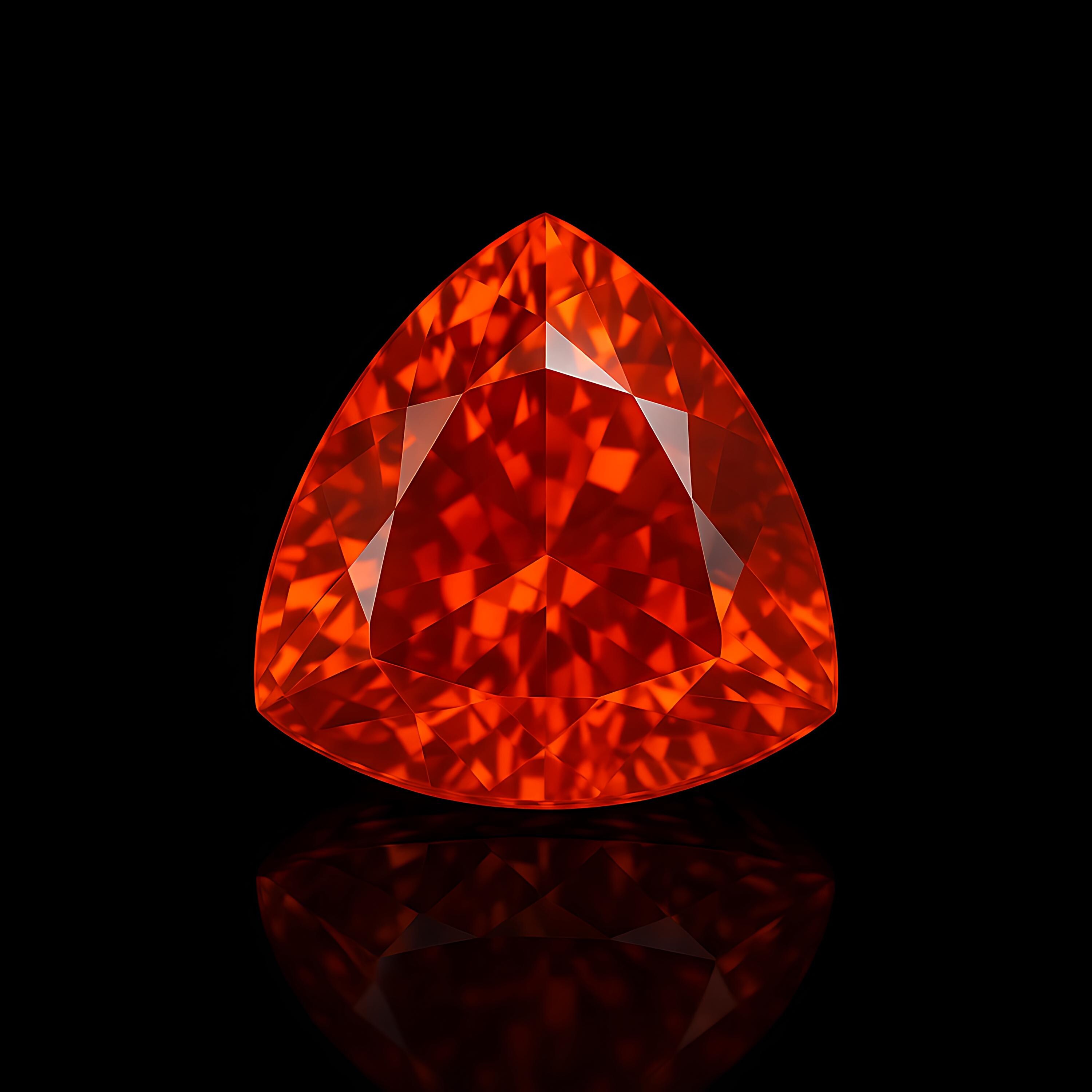 10カラットのオレンジサファイア、トリリオンカットのルース