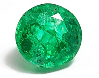 Émeraude verte de Colombie naturelle 10.10 ct pierre précieuse en vrac pour l’utilisation de bague ou à des fins de mariage pierre précieuse ronde coupée en vrac, cadeau de la Saint-Valentin