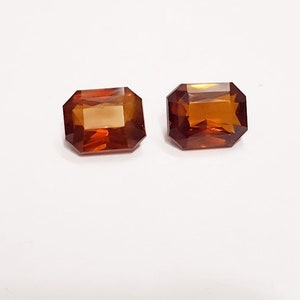 18 T0 Hessonite de Gomed authentique de 20 carats | Pierre précieuse en vrac Hessonite naturelle | Rare Gomed paire de pierres précieuses en vrac | Pierre précieuse Gomed en forme d'émeraude