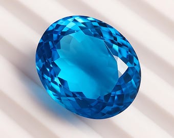 16 Ct Ocean Blue Aquamarine – Brazil Origin, Oval Faceted Cut, Loupe Clean, Natural Loose Gemstone for Jewelry Making