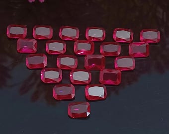 Rubino rosso del Mozambico, pietra preziosa sciolta AAA, pietra di rubino sciolta di alta qualità, forma smeraldo, 7 x 5 mm, strumento per la creazione di gioielli e anello, 20 pezzi