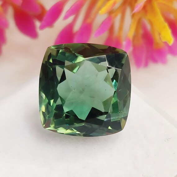 10 Carat Green Amethyst, Handcrafted Cushion Cut Gemstone, Perfect